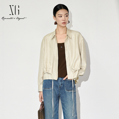 XG雪歌2025秋假两件宽松随性miu系通勤酷飒短外套女XL307827A860