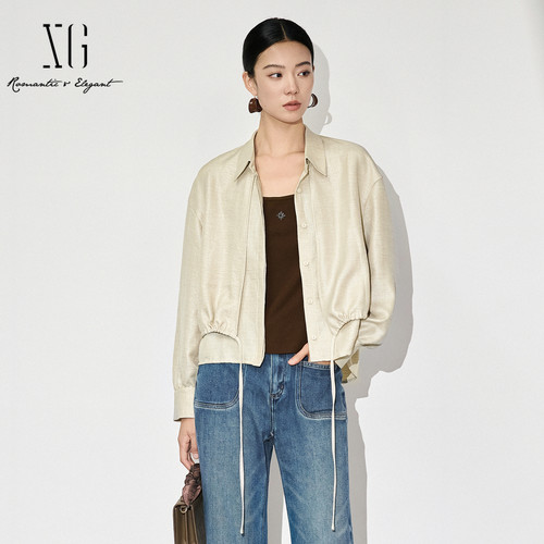 XG雪歌2025秋假两件宽松随性miu系通勤酷飒短外套女XL307827A860