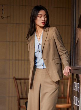 XG雪歌老钱风一粒扣西装外套女2025秋款正肩通勤西服XK307001B195