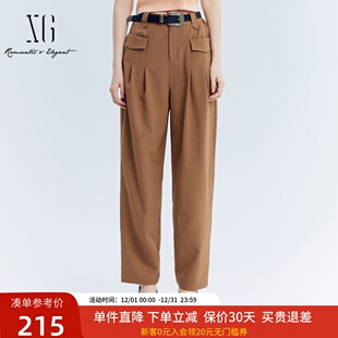 女率性百搭休闲工装 xg雪歌2024秋款 裤 西装 XJ302018A172 显瘦窄版