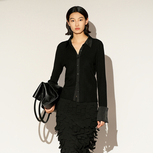 开衫 XG雪歌毛针织衫 缎感衬衫 黑色2026春款 XL111006A190 女专柜同款
