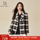 xg雪歌复古黑白格纹羊毛外套女2024冬新款 气质呢大衣XJ410054B495
