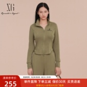 双拉链修身 XG雪歌短款 立领休闲外套女2025春新款 上衣XK101015A573
