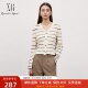 V领开衫 XG雪歌通勤黑白条纹针织衫 女2025春新款 上衣XK111001A199