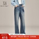 做旧毛边直筒长裤 XG雪歌100%棉牛仔裤 女2025春新款 子XK102006A419