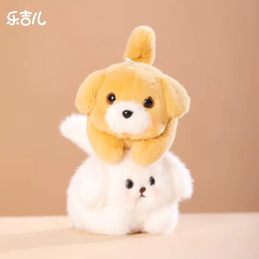 摇尾巴狗狗挂件摇尾巴猫公仔毛绒吐泡泡手环玩具玩偶女钥匙扣礼物