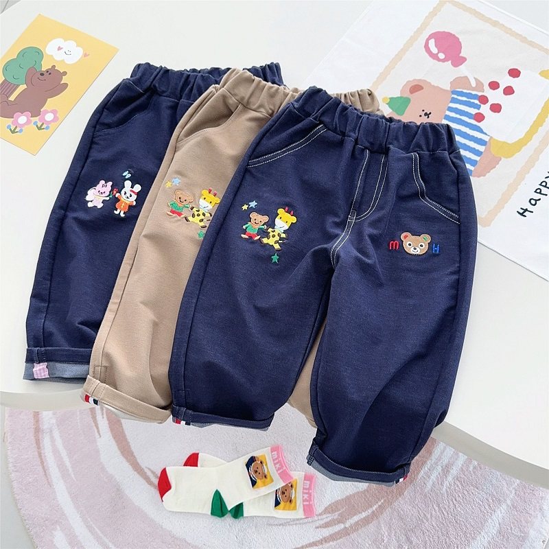 25新款日系miki男女儿童休闲裤柔软卡通刺绣小熊宝宝长裤弹力裤子,童装/婴儿装/亲子装,裤子,淘宝优惠券,粉丝福利购,淘宝优惠卷