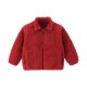 中国红秋冬男女童羊羔绒外套儿童摇粒绒拉链加绒上衣过年红色夹克