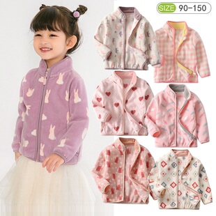 秋冬儿童摇粒绒外套女童拉链保暖上衣卡通春秋宝宝夹克校服轻内搭