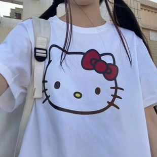 kitty男女情侣装 夏季 凯蒂猫hello 衣服 新款 宽松闺蜜t恤2020潮短袖