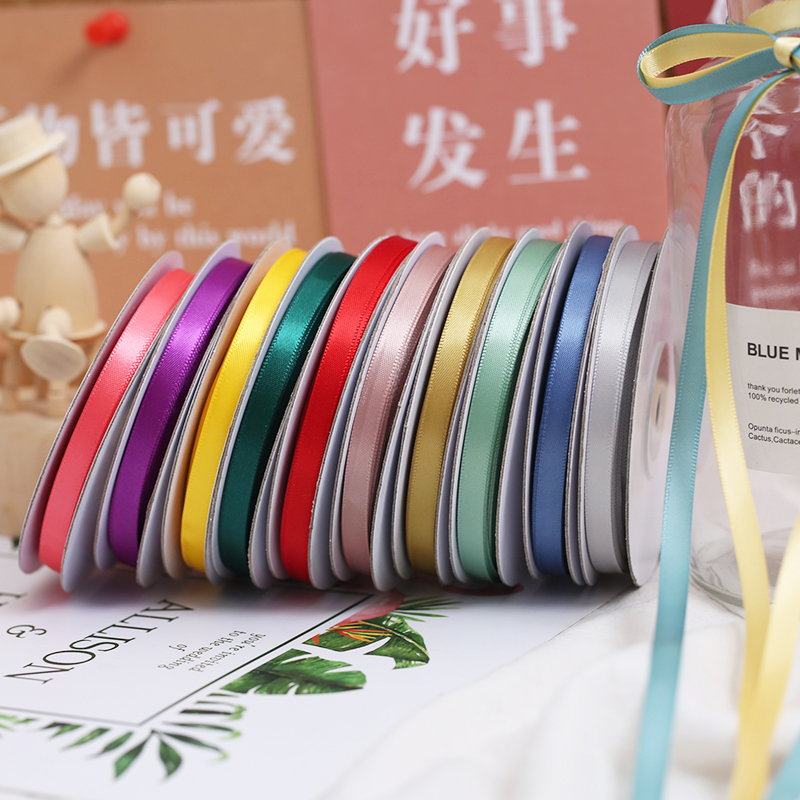 6mm加密双面涤纶织带婚礼蝴蝶结高端礼品包装彩带缎带北欧细丝带