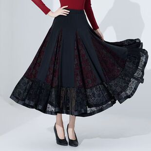 女士交谊舞大摆裙舞裙跳舞新款裙子摩登国标舞交际华尔兹半身长裙
