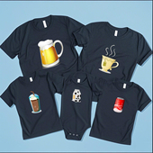 短袖 啤酒奶瓶不一样超胖爸韩范时髦父子狗狗亲子装 夏宽松大码 上衣