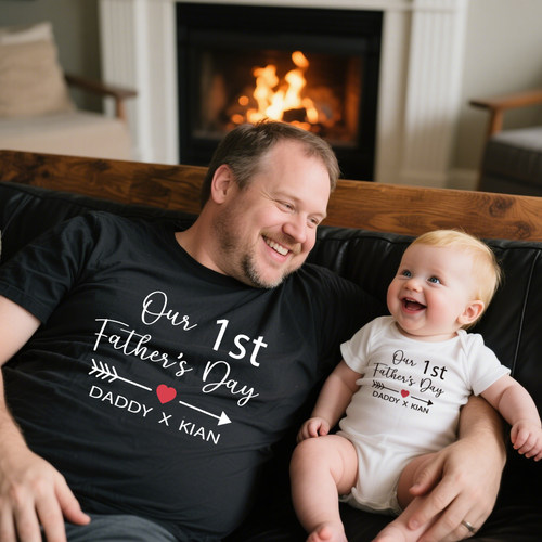 first father day 新款定制名字婴儿T恤一家三口全家装亲子短袖