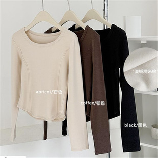 T恤打底衫 高弹力柔软显瘦长袖 立体鱼骨剪裁设计 软糯糯太好穿啦