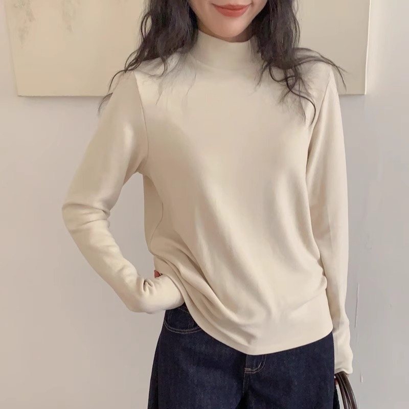 软糯澳绒半高领打底衫！秋冬加厚高弹双面绒保暖中领内搭长袖T女