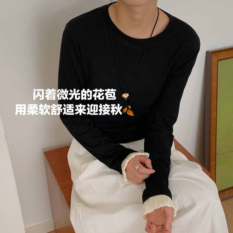长袖休闲常规纯色棉质女