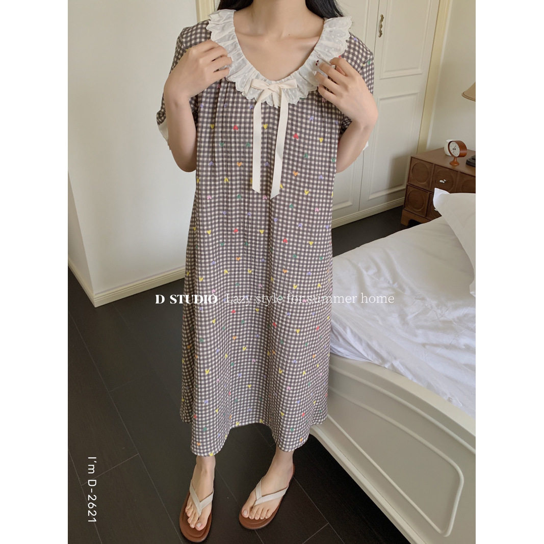 正版！少女感婴儿棉纱睡裙~100%双层棉纱居家连衣裙 家居服自留女