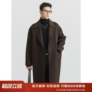 伯爵卓尔男装24秋冬季定织全羊毛双面大衣男中长款高级感呢子外套