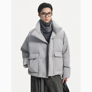 {高充绒量}BJZE25深冬三防面料羽绒服短款立领男士宽松保暖面包服