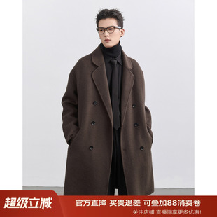 【全羊毛】伯爵卓尔男装手工双面羊毛呢大衣男中长款冬季保暖外套