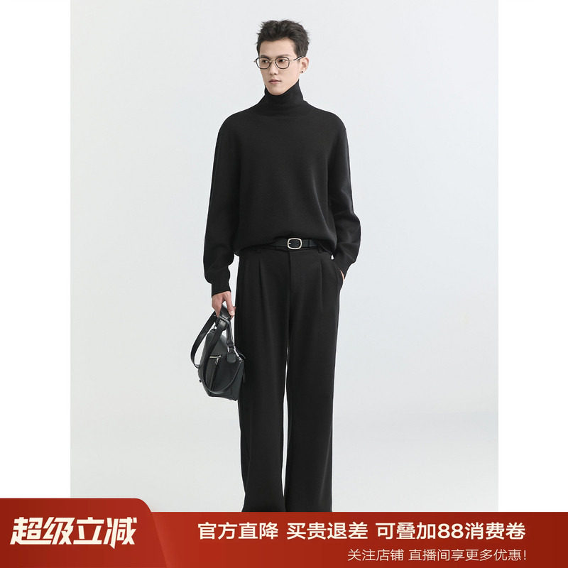 {远红外辐射升温}伯爵卓尔男高领针织毛衣秋冬季加厚加绒打底毛衫