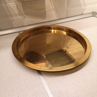 宜家代购国内格拉蒂斯托盘餐盘果盘不锈钢金色盘子圆形托盘