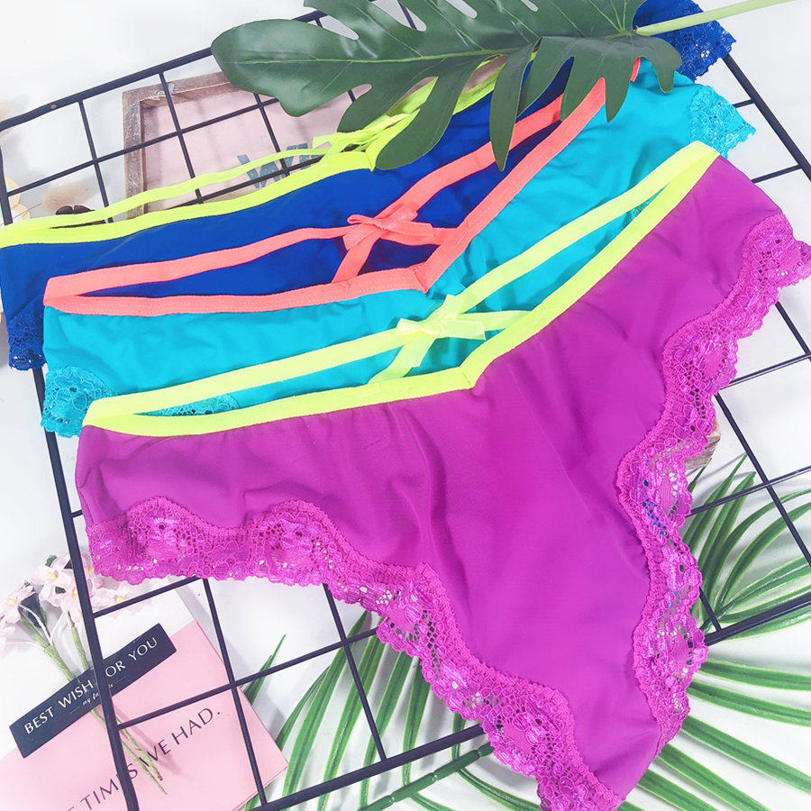 p637 新品女生丝滑牛奶丝冰丝舒适丁字裤细带交叉美臀少女t内裤