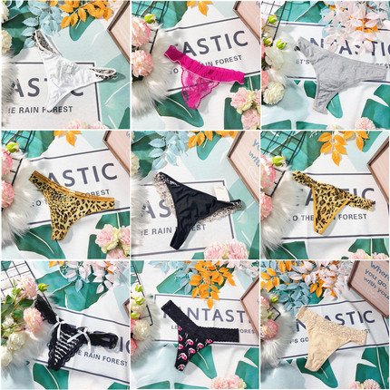 X352 新品杂款杂色花色美臀丁字裤女生瑜伽健身运动T-Back中低腰