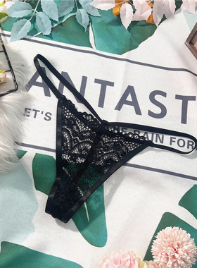 X112 新品黑色蕾丝半透细带美臀美腰丁字裤小众心机妖艳T-Back内