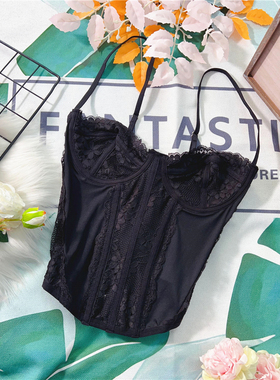 Z765  新品黑色简约吊带薄杯有钢圈薄款塑身上衣美体束身女内搭