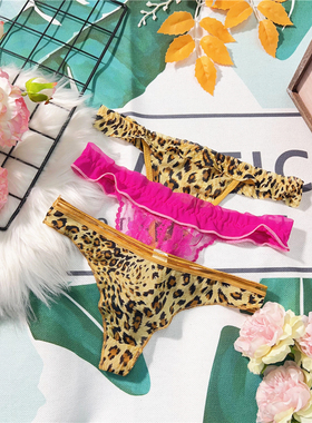 N908 新品杂款纯色豹纹性感细带丁字裤半透小众T-Back低腰短裤女