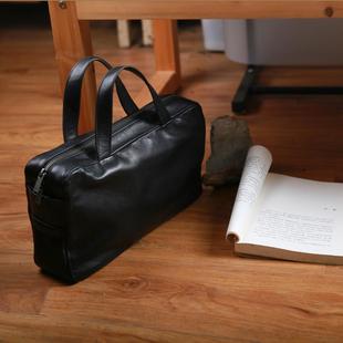 深山九处真皮休闲男包手提包男士牛皮手提包单肩斜跨软皮出行小包