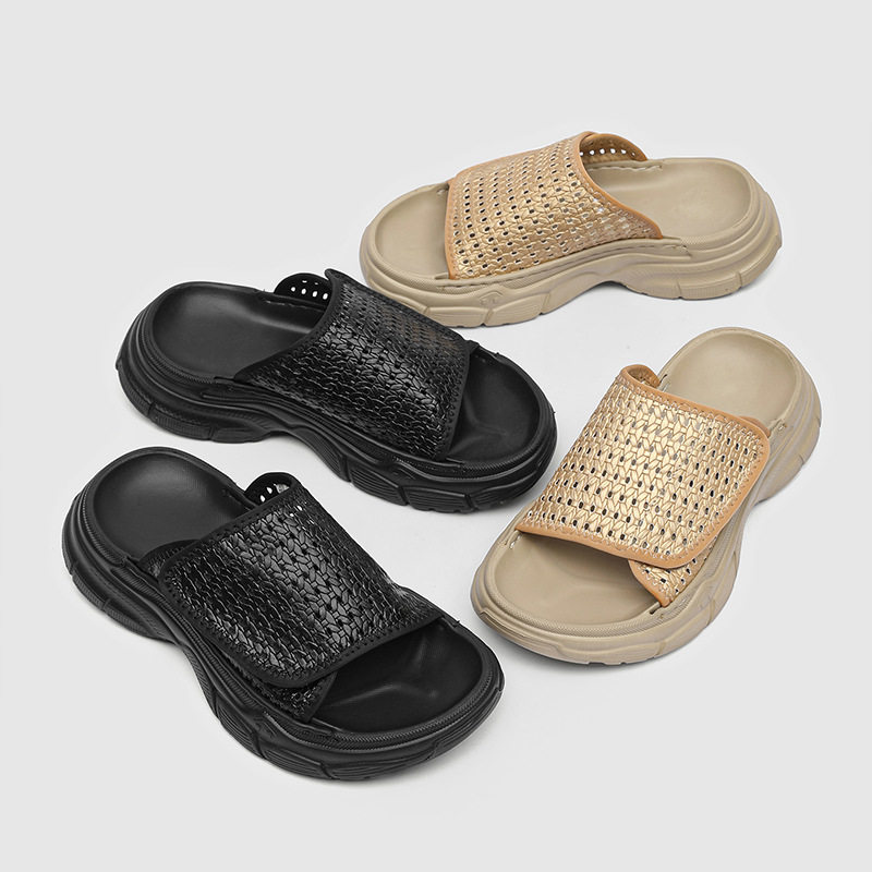 镂空编织拖鞋男2026夏季新款外穿厚底增高个性ins潮凉拖鞋沙滩鞋