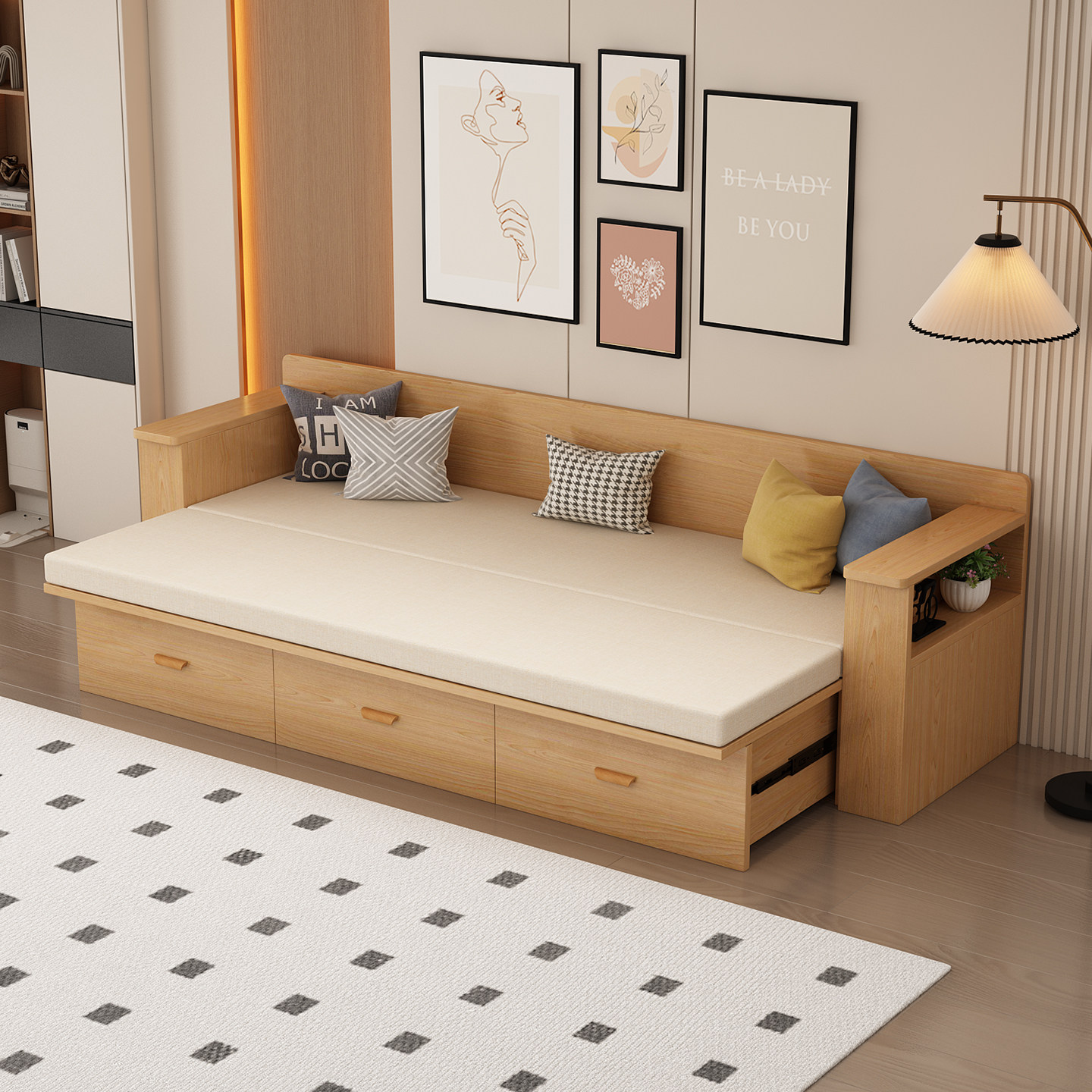 全实木中式公寓小户型多功能抽屉储物沙发沙发床茶几电视柜组合,住宅家具,沙发床,淘宝优惠券,粉丝福利购,淘宝优惠卷