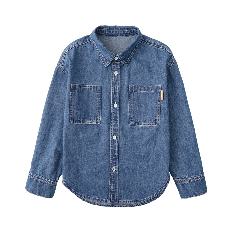 多多家童装男童牛仔衬衫2022新款秋季儿童薄外套百搭中大童秋装潮