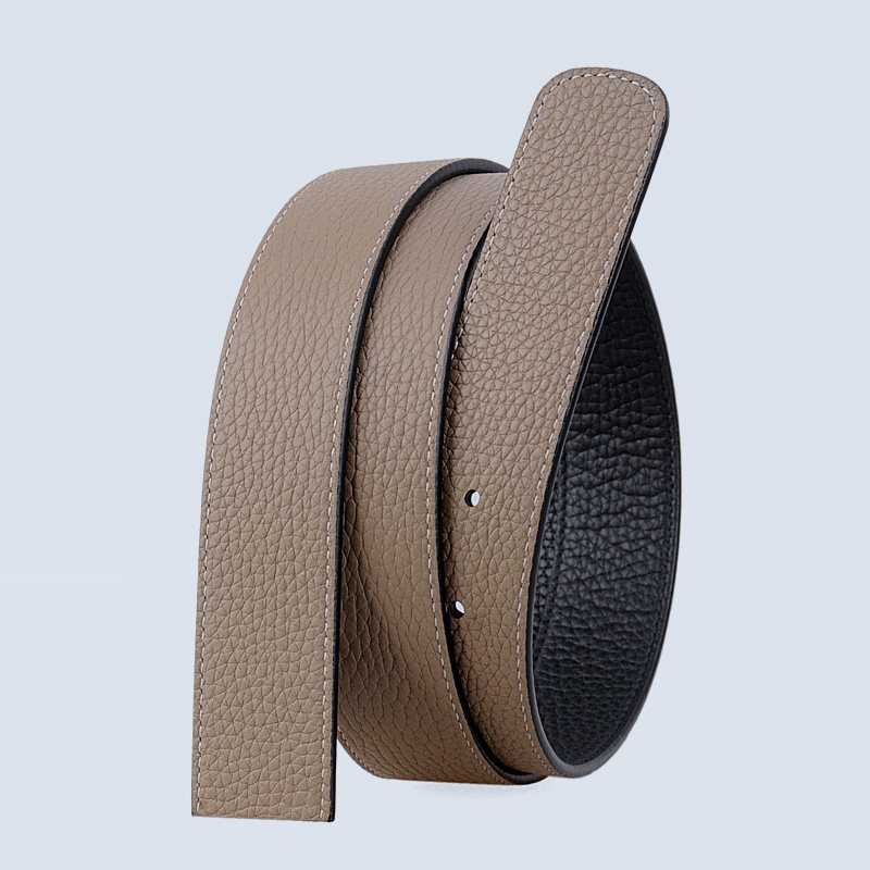 无头皮带男真皮头层牛皮不带头纯腰带条无扣荔枝纹打孔裤带身3.4