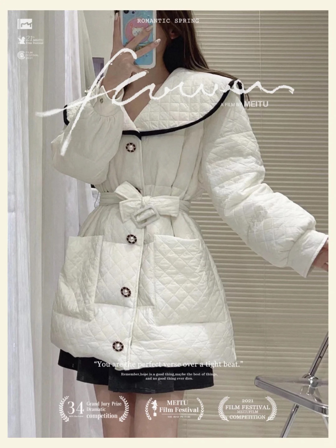 娃娃领棉服女中长款2024冬季羽绒服
