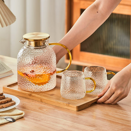 冷水壶玻璃耐高温凉水杯果茶壶大容量冰水壶凉茶壶套装家用凉水壶