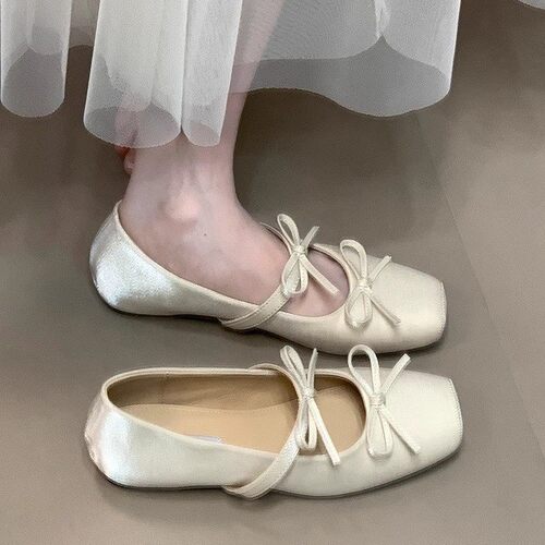 【甜甜专享】增高3CM蝴蝶结方头芭蕾风仙女款玛丽珍鞋K381747