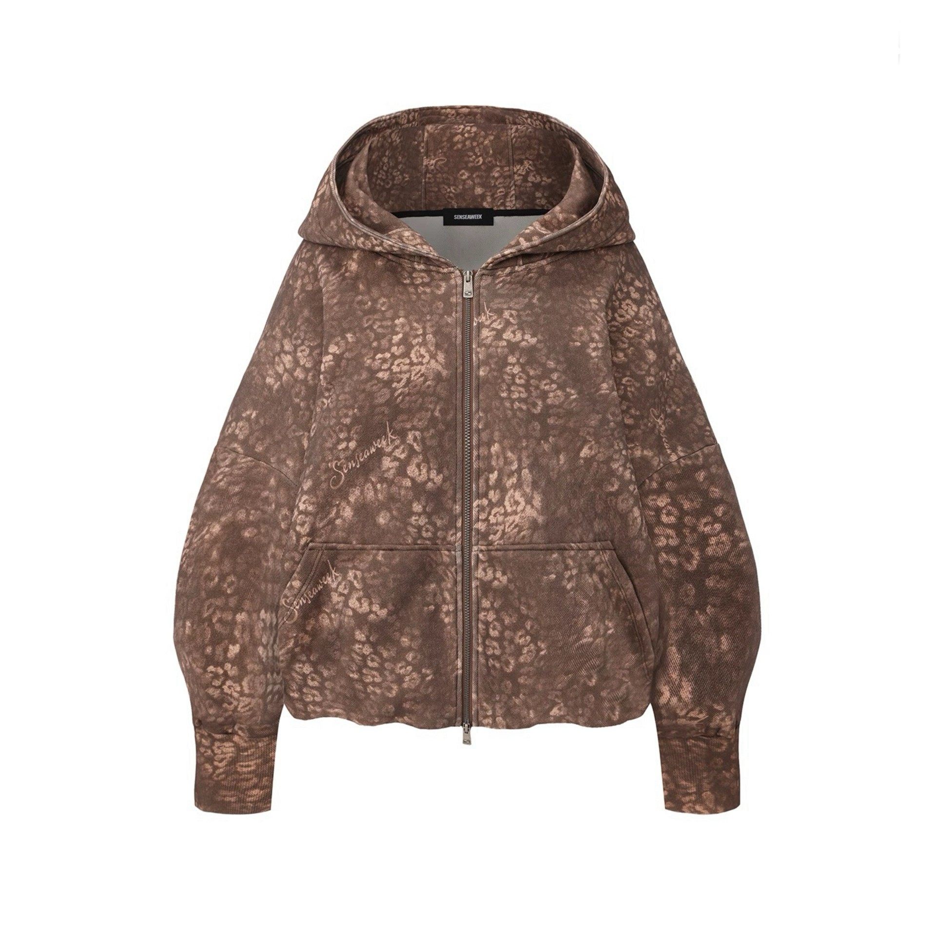 豹纹宽松连帽外套 定制logo卫衣开衫 设计师品牌SENSEAWEEK