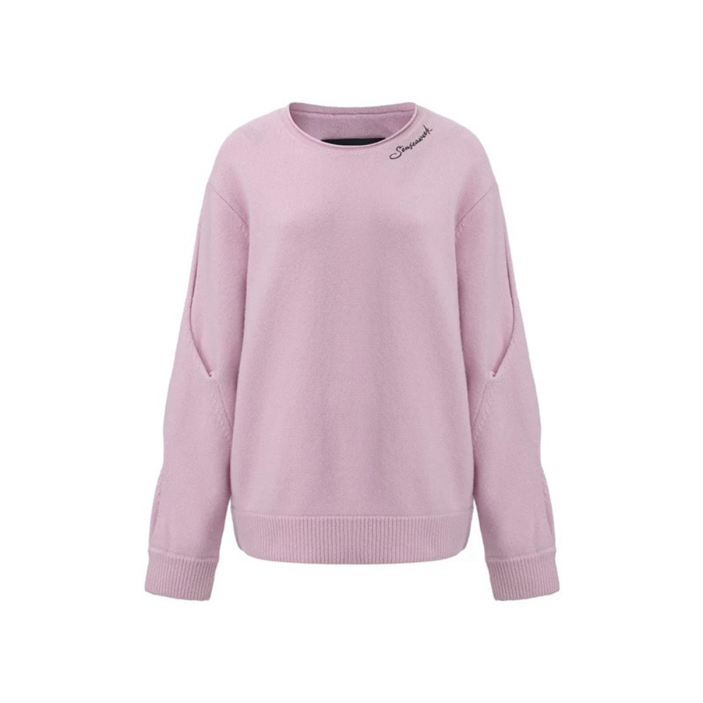 新品 镂空绞花露肩毛衣 个性慵懒风亲肤宽松上衣