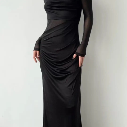 26SS LOUIS dress黑色针织丝绵连衣裙 瑞典Charlotta gandolfo