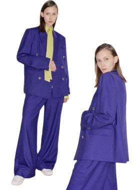 紫色羊毛oversize垫肩宽版西装洛杉矶CORA&WYNN