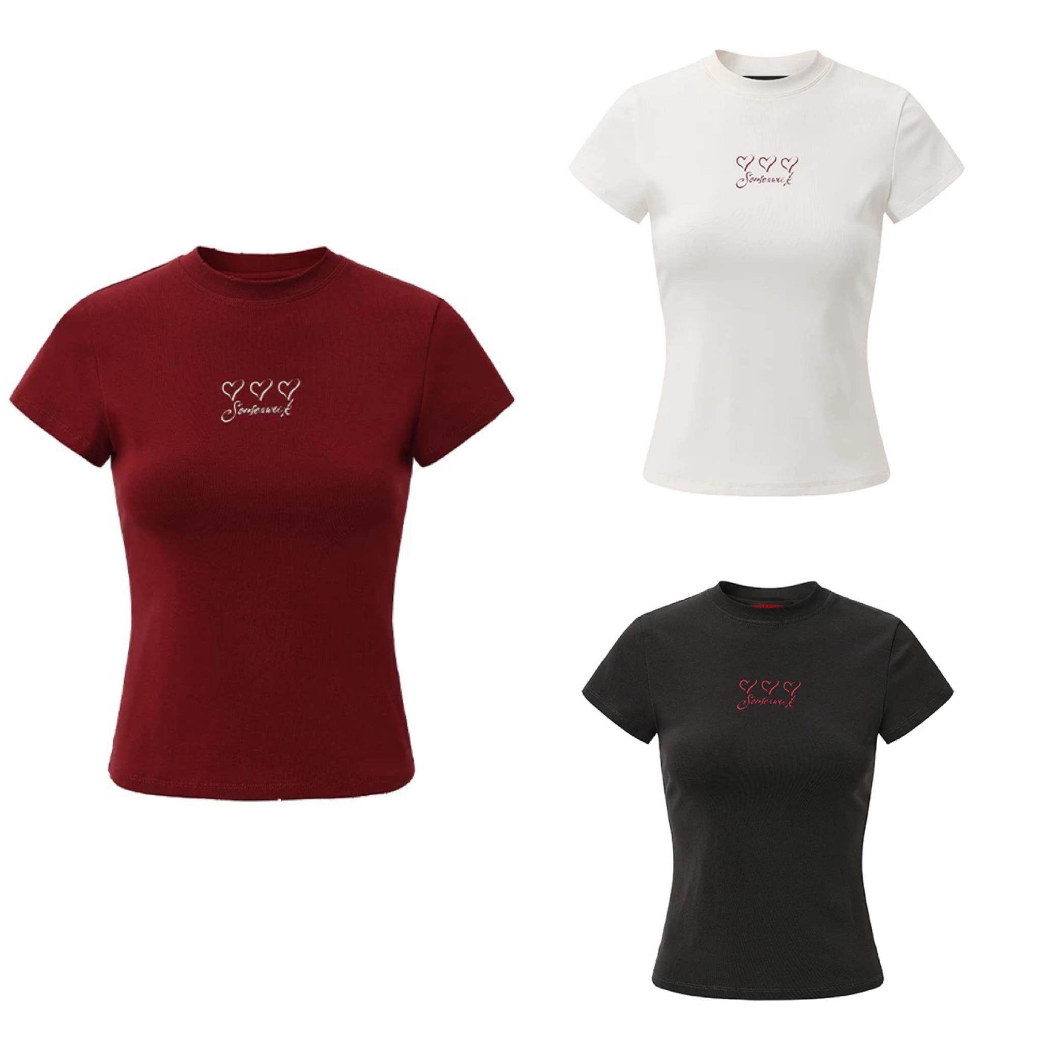 25AW新款 口红涂鸦小飞袖短袖T恤红白黑修身款 SENSEAWEEK