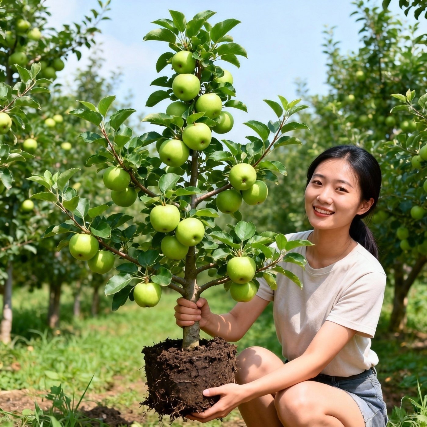 瑞雪苹果树果苗南北方庭院种植耐寒特大号盆栽嫁接青苹果当年结果
