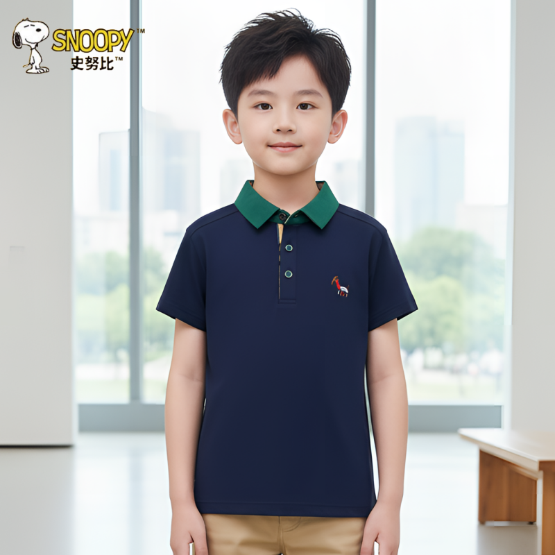 史努比童装男童polo衫儿童短袖t恤纯棉宝宝半袖中大童上衣夏装T恤