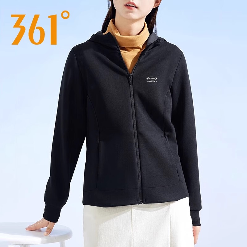 361°2024秋季女连帽开襟卫衣