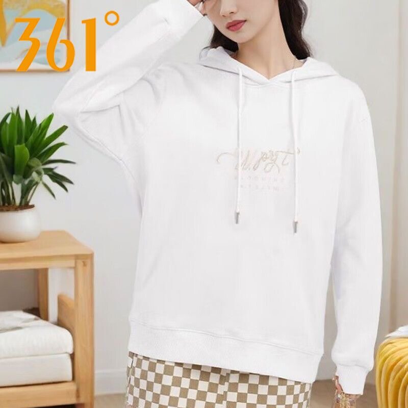 361连帽卫衣女2026春秋款简约字母印花套头帽衫宽松休闲运动上衣图片