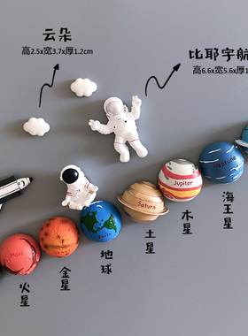八大行星航天冰箱贴磁贴个性创意磁吸一整套3d立体磁铁星球太阳系